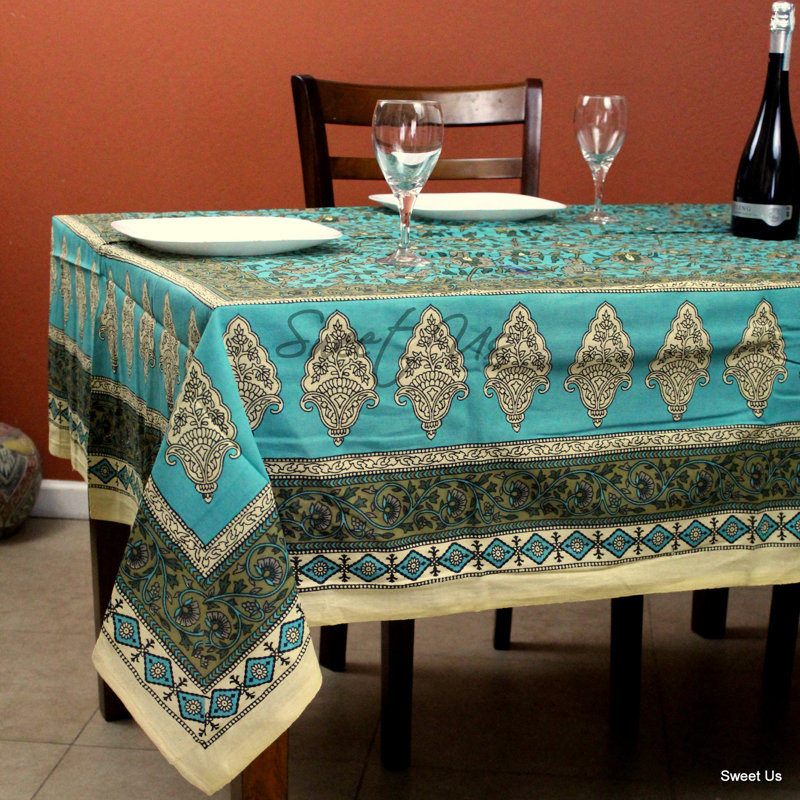 Nappe 100% coton Eternelle, Turquoise, L 104 po x l 70 po