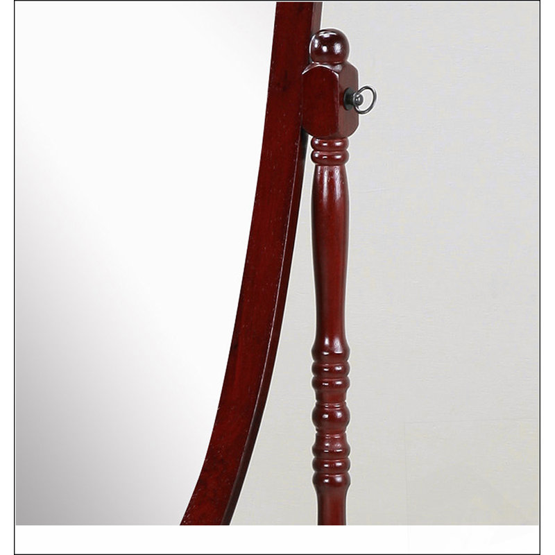Traditional Queen Anna Style Wood Floor Cheval Mirror, Perfect for Full-Body Reflection and Elegant Room Decor., Cherry