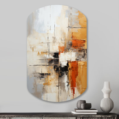 Impressions fractales abstraites orange noir - art mural cylindrique en métal fractal