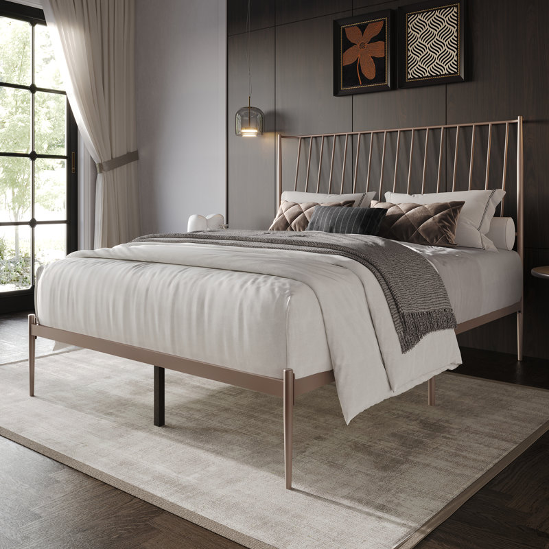 Metal Platform Bed, White, Full