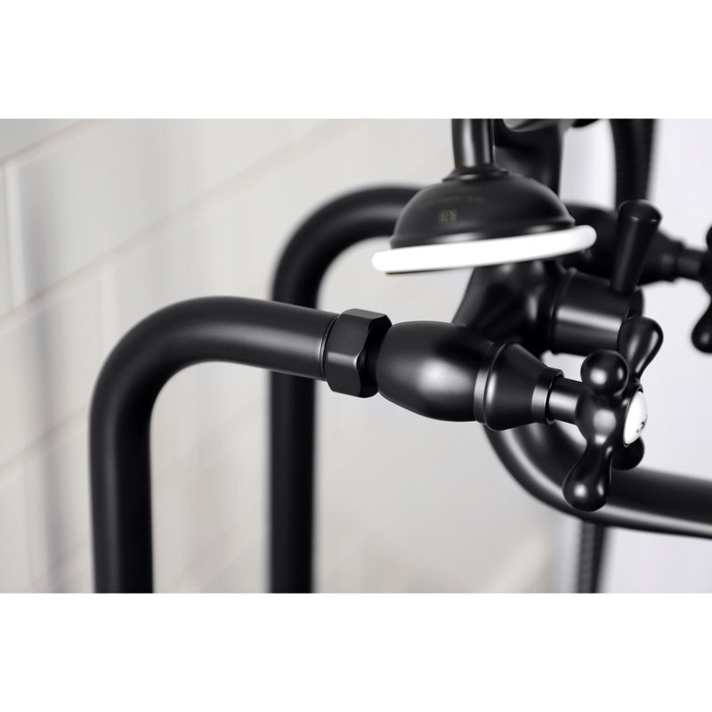 Kingston Brass Kingston Three-Handle 2-Hole Freestanding Clawfoot Tub Faucet Package with Supply Line and Stop Valve