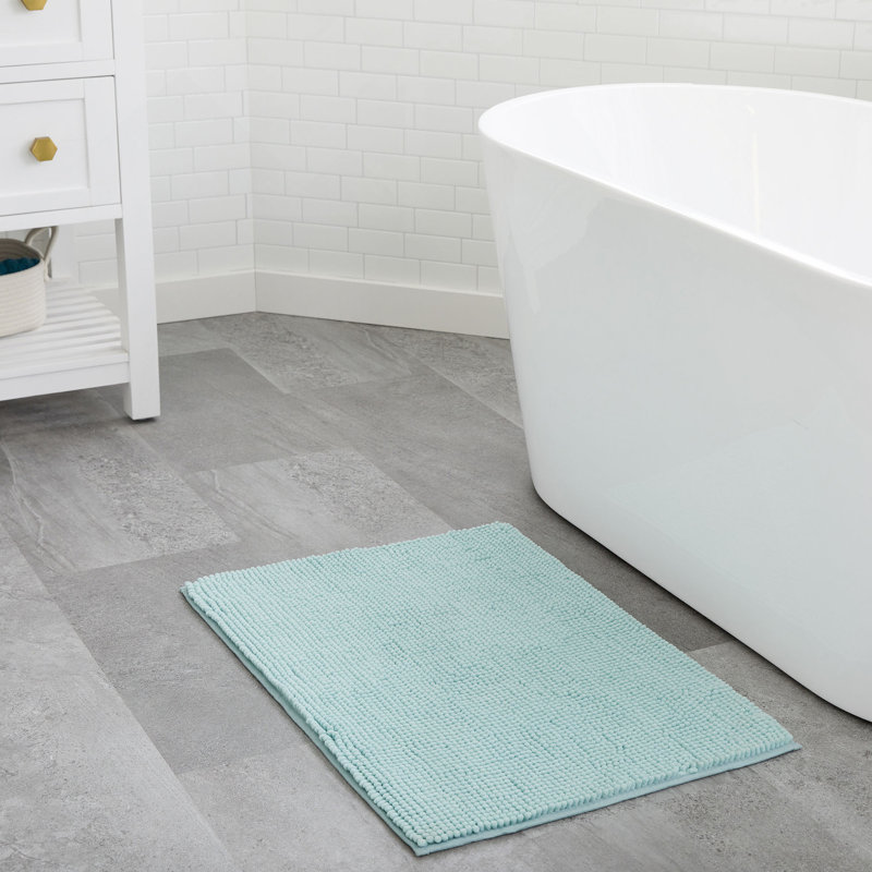Tapis de bain Linenspa Chenille, 17 x 48, turquoise, Turquoise, Simple - L 48 po x l 17 po
