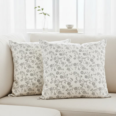 Housse de coussin en coton avec motif botanique, paquet de 2