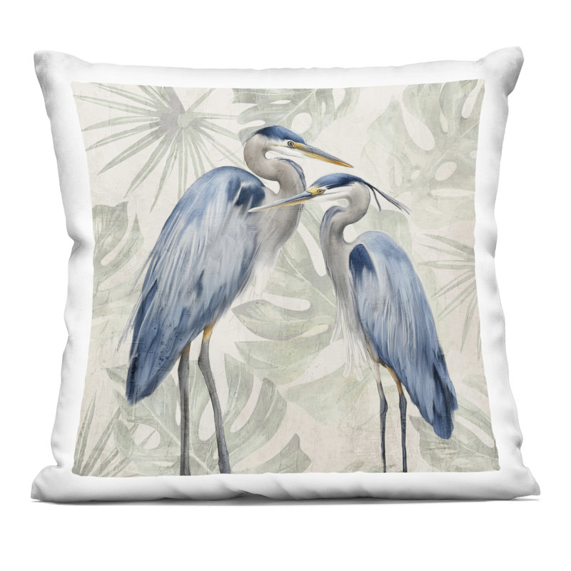 Coussin Blue Heron Palm Leaves
