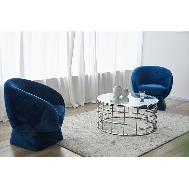 Coffee table 90cm, Transparent, Matt Brushed Nickel