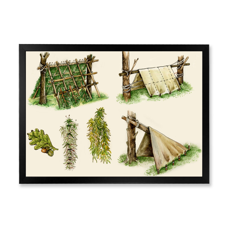 Nature Survival Shelters - reproduction sur toile, H 16 po x l 32 po, Cadre photo noir