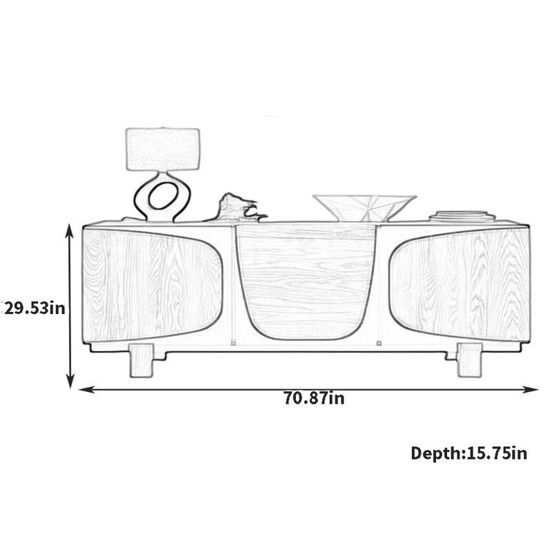 Buffet simple tendance, H 29,53 po x l 70,87 po x P 15,75 po