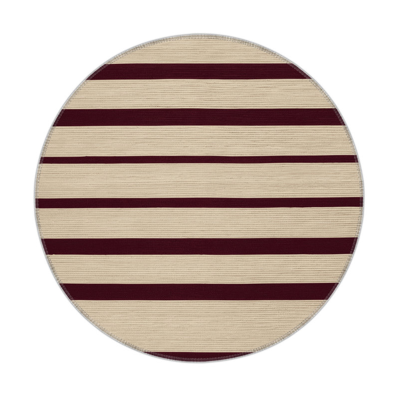 HorizontalStripes Beige Indoor and Outdoor Area Rug, Round 5'