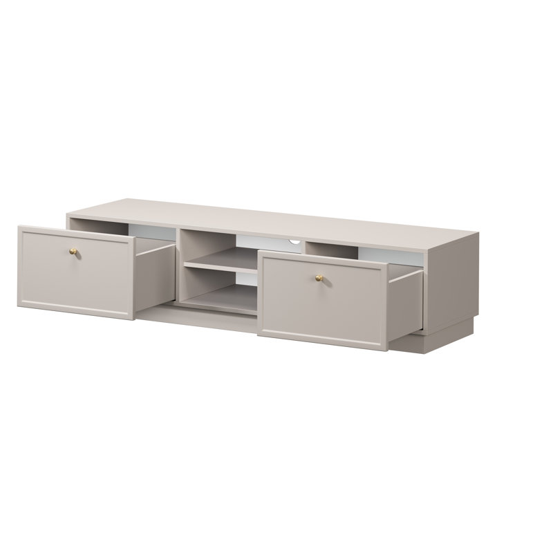 Bagga Unfinished TV Stand for TVs up to 77", Cream Beige/Gold