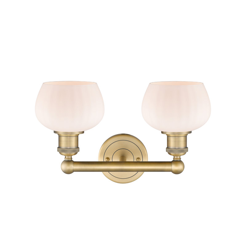2 - Light Dimmable Vanity Light, Brushed Brass, Matte White