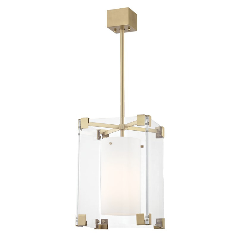 Luminaire suspendu carré à 1 lumière Achilles, Laiton vieilli