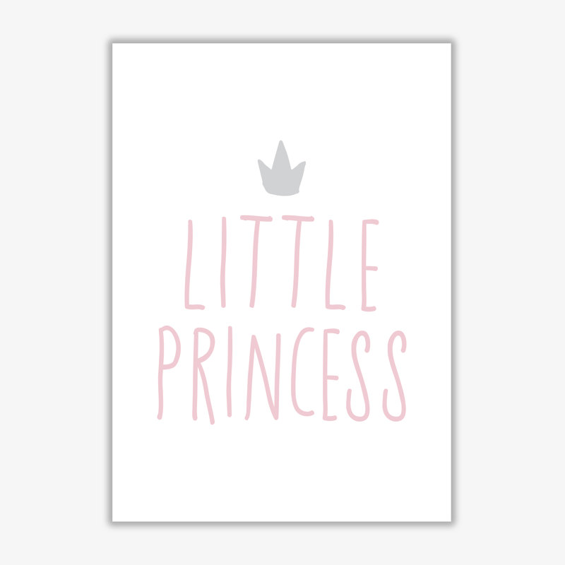 Little Princess - Typography Print on Paper, 30 cm H x 21 cm W x 1 cm D, Unframed, Pink/Grey