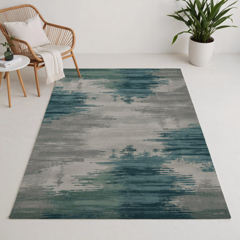 Tapis intérieur et extérieur gris Watercolor, Rectangle 9 pi x 12 pi