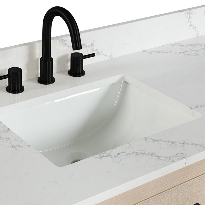 Meuble-lavabo double 22 po avec comptoir en quartz blanc Kaysee