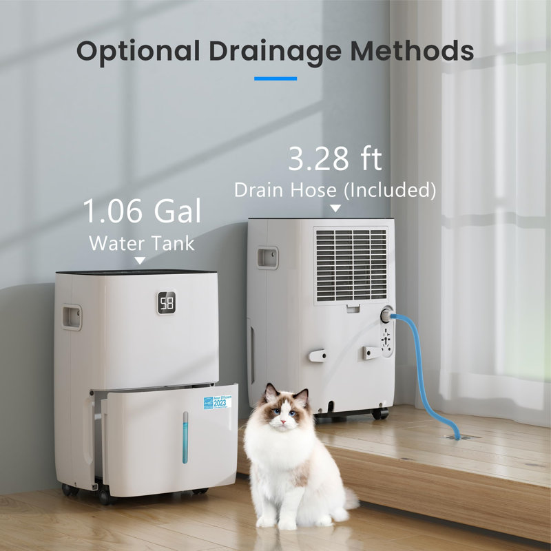 Dehumidifier For Home, Basement And Large Room Up To 5000 Sq. Ft., With Drain Hose, Timer, Intelligent Humidity Control And Large Water Tank