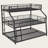 Twin XL / Full XL / Queen Triple Bunk Bed with Long & Short Ladder, Full-Length Guardrails, Black Metal Frame, Space-Saving Design