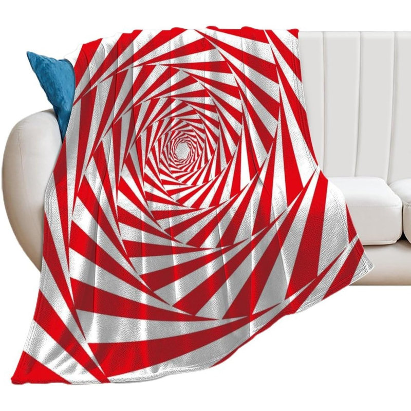 Couverture Vortex Rouge et Blanc, 127 x 152 cm, 9.84" L x 14.96" W