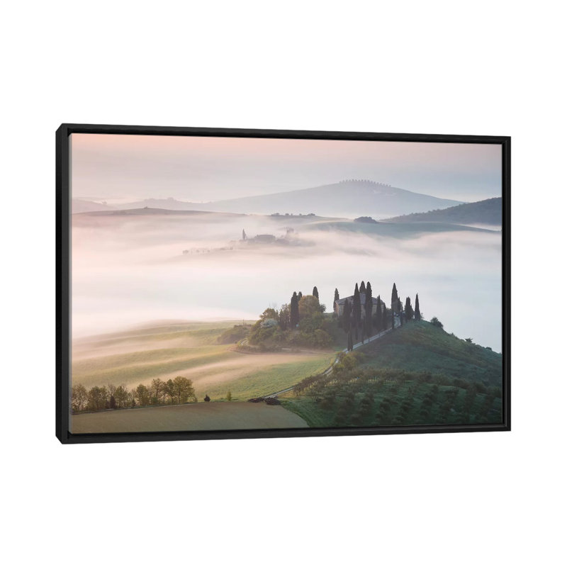 « misty lever sur campagne, tuscany, italie » par matteo colombo, reproduction d’impression sur toile tendue, Pas de tapis