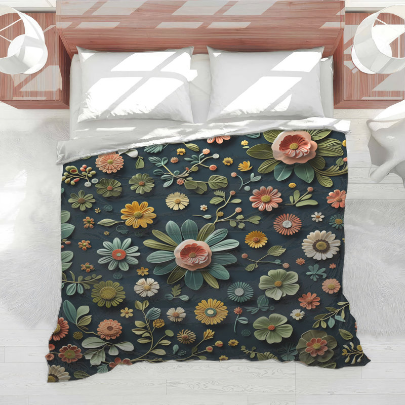 Édredon floral avec literie bohémienne, Simple extra long