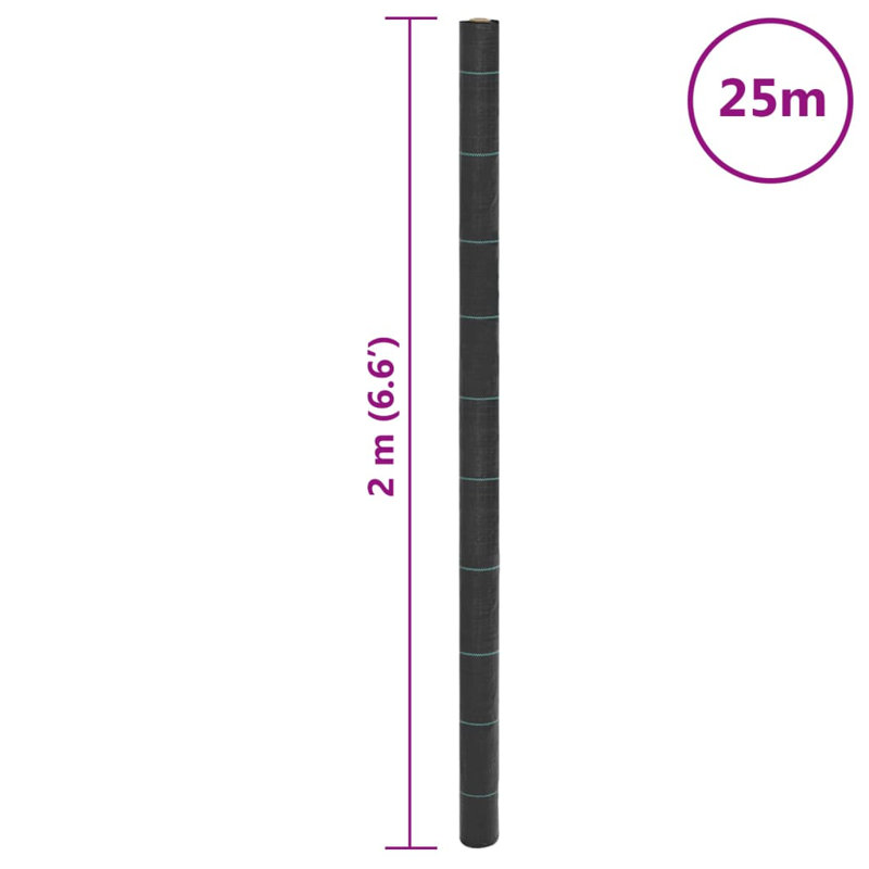  Weed Membrane Black 2X25 M PP, 2500cm W x 200cm D