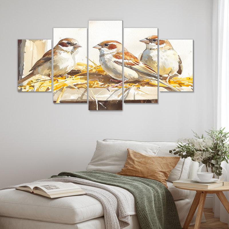 Oiseau Sparrows dans la basse-cour II - Art mural sur toile - Art mural moderne sur toile