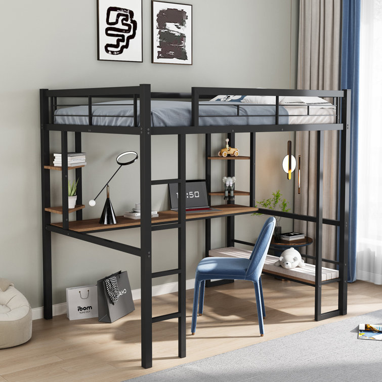 Beaufort Full Metal Loft Bed with Built-in-Desk by Mason & Marbles