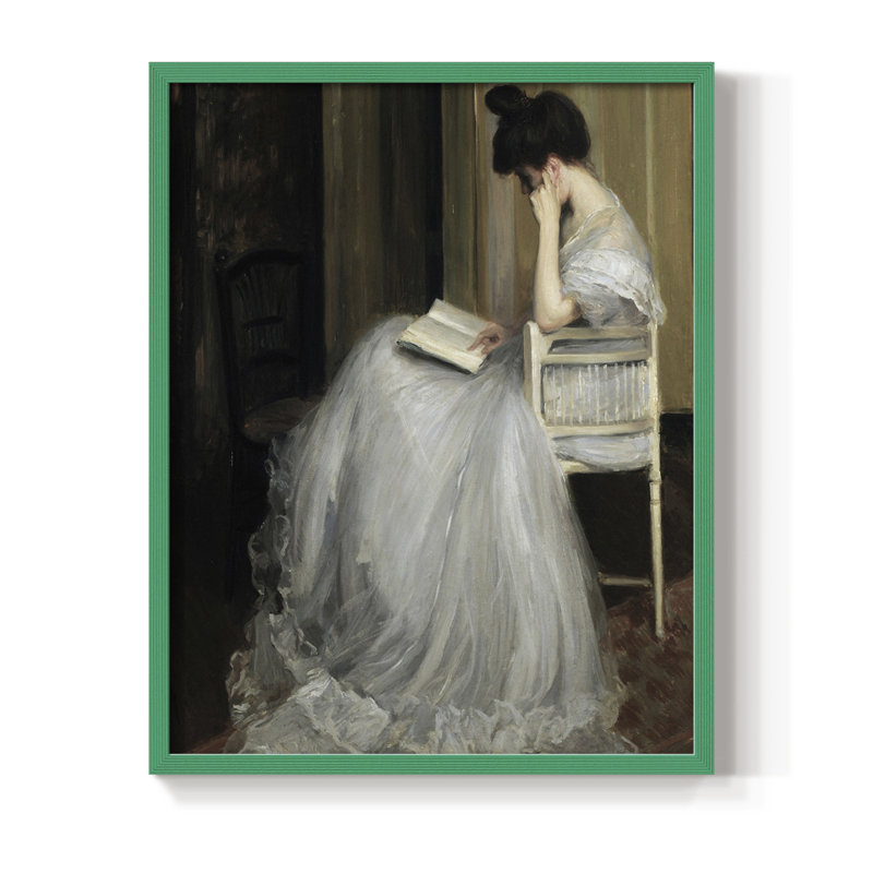 «Vintage Portrait Print», reproduction encadrée LVII - bois massif, Vert, H 15 po x l 12 po