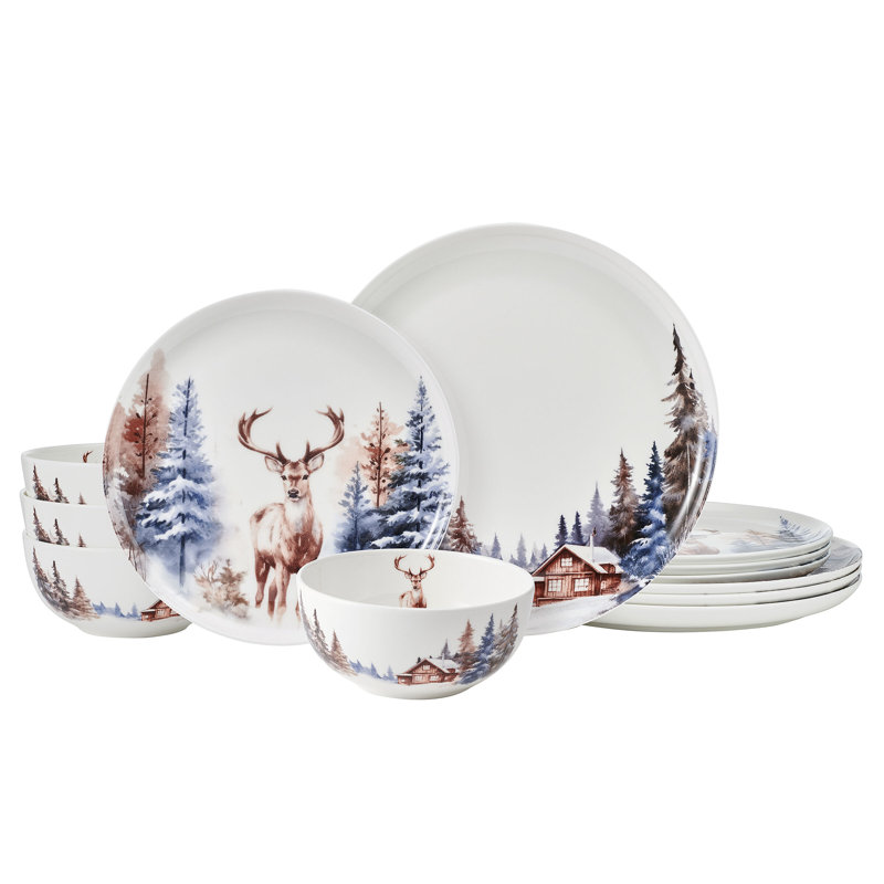 Mikasa Whispering Pines 12 Piece Dinnerware Set, Service for 4