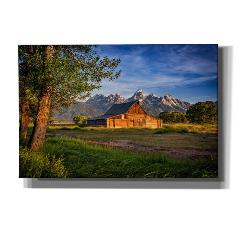 «Morning at Moulton Barn» par Rick Berk, art mural sur toile, H 12 po x l 18 po x P 0,75 po
