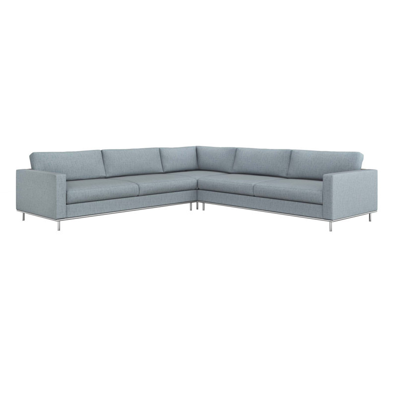 Valencia Upholstered L-Shaped Sectional Symmetrical, Polished Nickel, Marsh Chenille