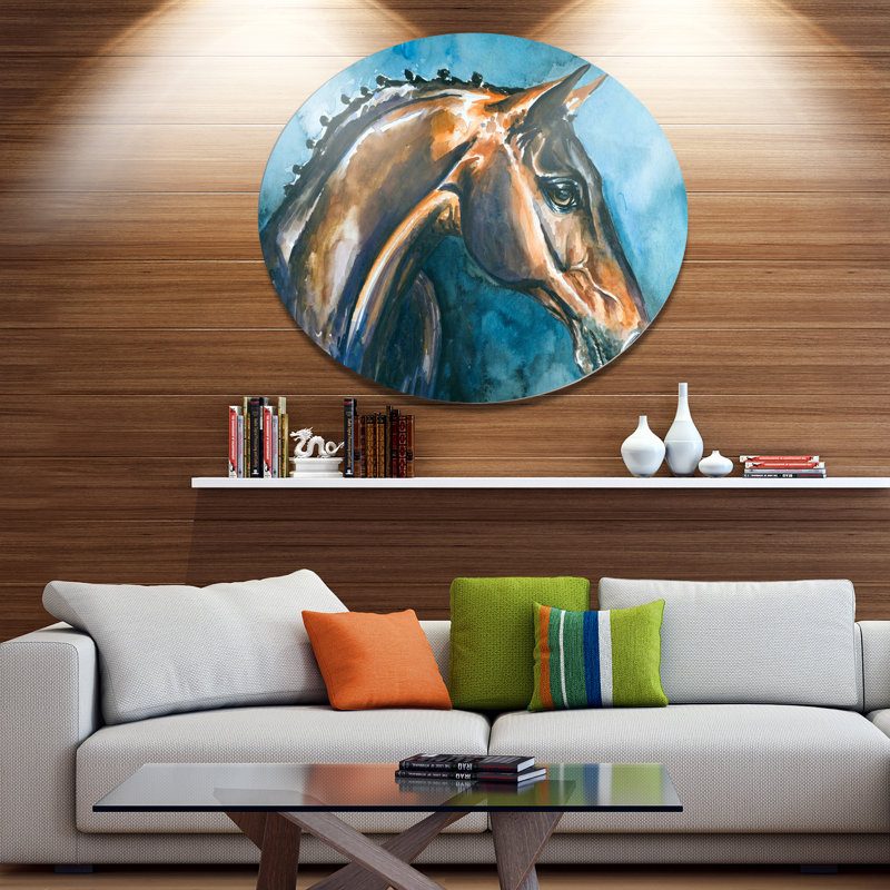 «Brown Horse», peinture, H 23 po x l 23 po x P 1 po, Métal