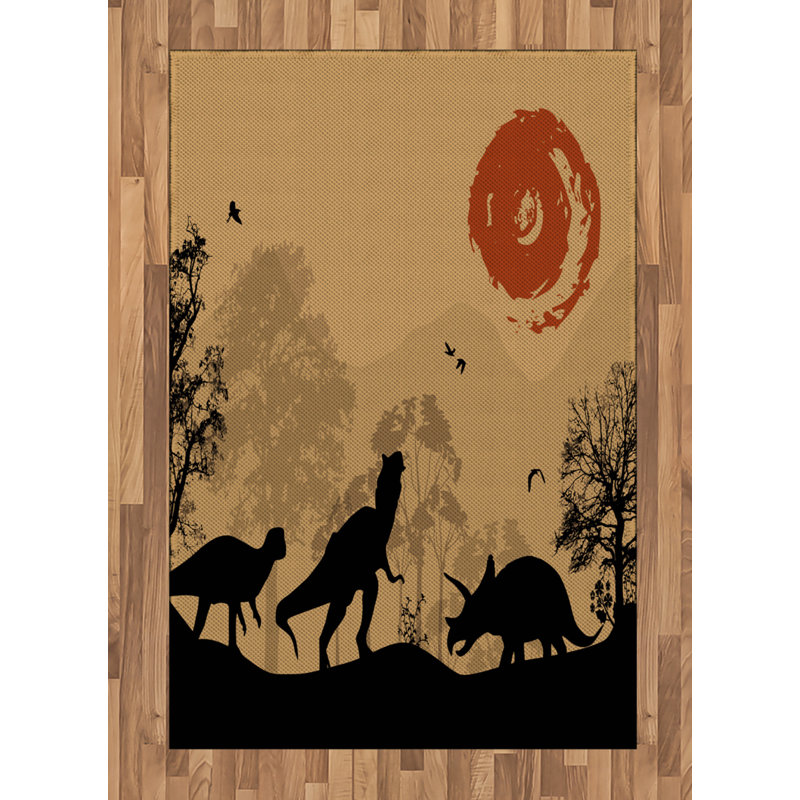 Tapis décoratif en fibre de polyester à haute densité Dinosaur, Rectangle— 4 pi x 5 pi 8 po