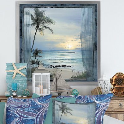 Tranquillity Beach Windows Horizon IV - Coastal Windows Wall Art