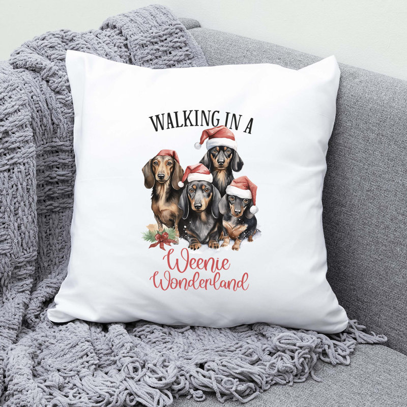 15_dachshund Reversible Throw Pillow, 14" x 14"