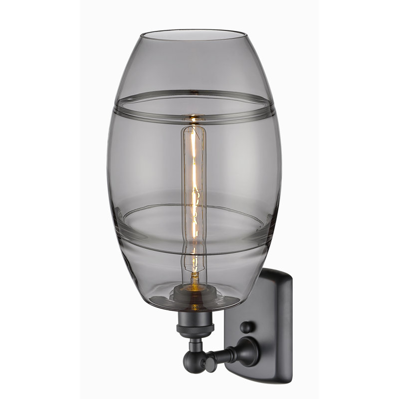 Bettylou Steel Armed Sconce, 10.88" H x 8" W x 8.13" D, Light Smoke, Matte Black
