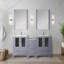 Meuble-lavabo double gris foncé 60 po X P 18,25 po D, avec armoire latérale, plateau en céramique blanche et robinet-118001448