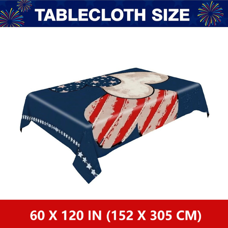 Nappe 60 "x 120" rouge, rouge et bleu pour fête des Indépendants