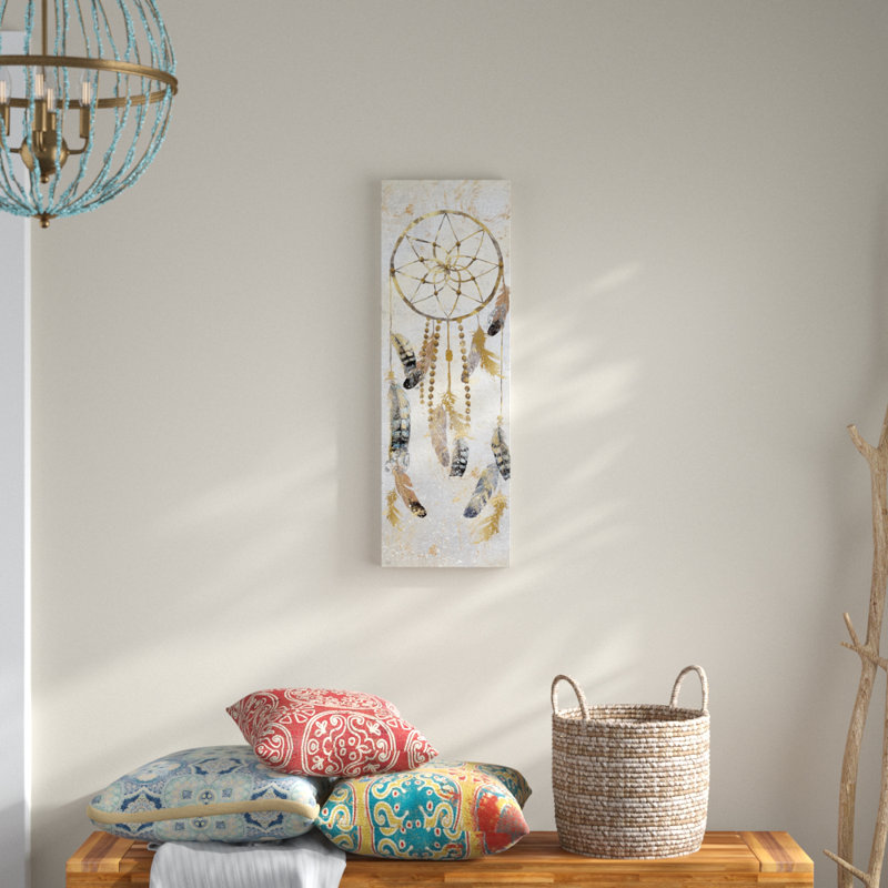 «Tribal Dreamcatcher», reproduction de peinture à l'huile sur toile, H 20 po x l 60 po x P 1,5 po