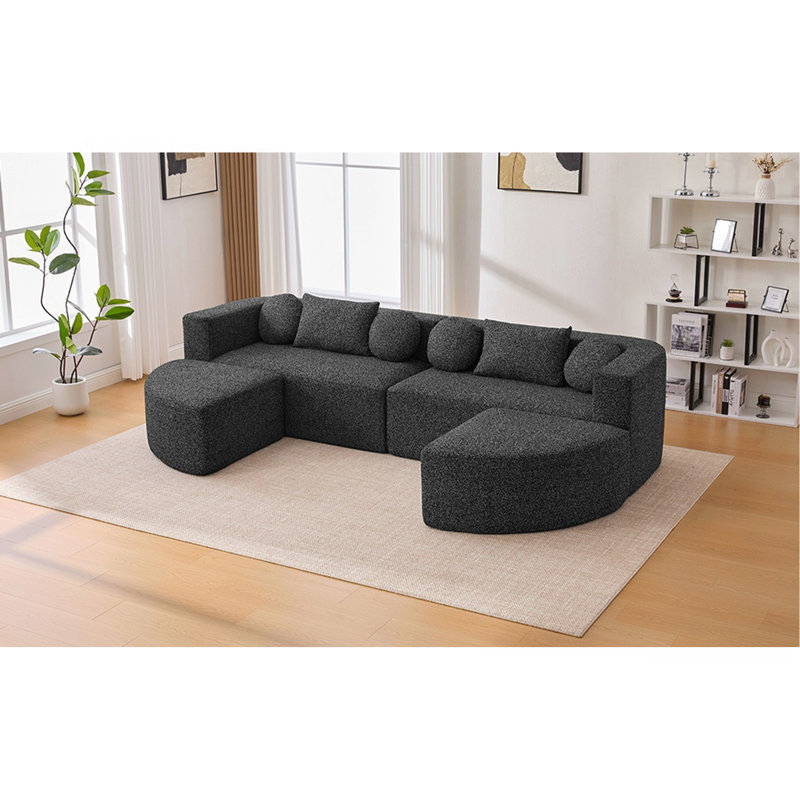 Canapé modulaire Couch Canapé-lit modulaire 114,9 po, Black Boucle