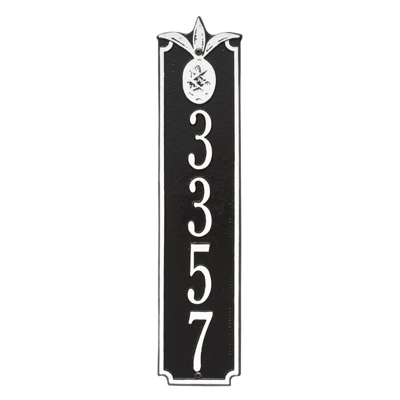 Plaque d'adresse murale à 4 lignes Pineapple, Oui, Noir / Blanc