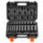 Impact Sockets Set 25Pcs 6-Point 3/8In Drive Bit Ratchet Tool Kit Case