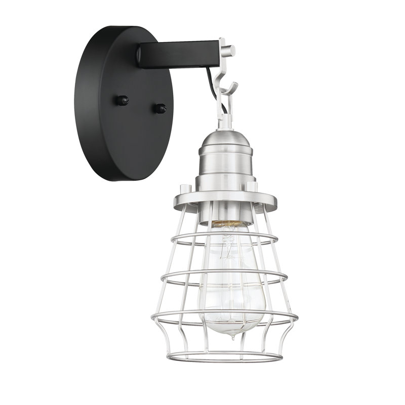 Applique murale articulée à 1 lumière Duppstadt, Noir plat / nickel poli brossé, Nickel poli brossé