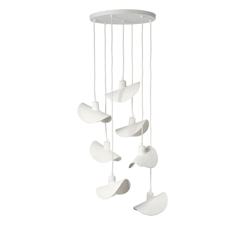 Slope Paper Mache 7-Light Chandelier, Matte White, 7-Light