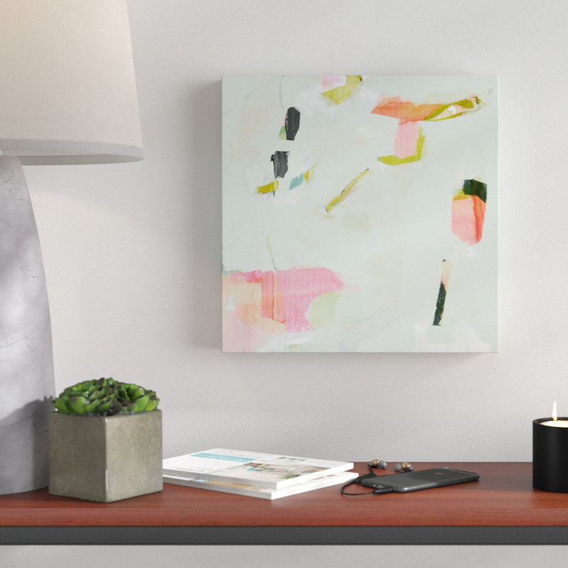 « olive dispersion i », peinture sur toile tendue, H 14 po x l 14 po x P 2 po