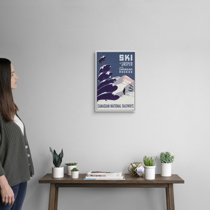 Affiche sur toile imprimée sur toile encadrée, "Canadian Ski Resort Jasper Canadian School", H 20 po x l 14 po x P 1,75 po