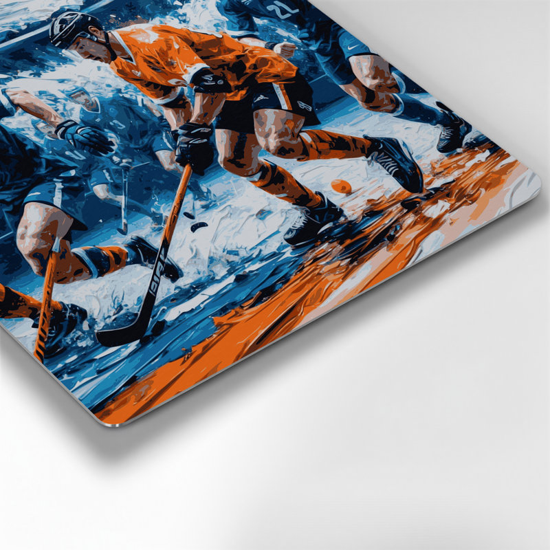 Art mural en métal gris Sports Floorball, H 12 po x l 12 po