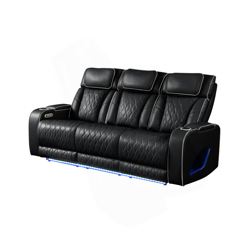 Canapé inclinable Fortuner de style moderne en bois avec fonction de massage incluse, Noir