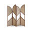 Cloison pliante 4 panneaux en bois massif brun noyer + rotin