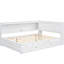 Lit de jour en bois pleine grandeur avec espaces de rangement pratiques, prise, bande à DEL et lit gigogne - Rangement de mobilier fonctionnel et confortable pour chambre à coucher, à DEL, en blanc, un ajout polyvalent à votre maison-1614906331