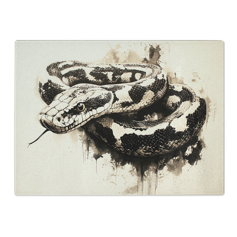 Snake Illustrated  Glass Chopping Board